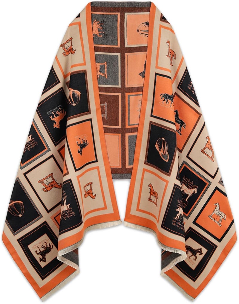 EXTREE Scarfs for Women Pashmina Silky Shawl Wrap for Evening Dressing Blanket Open Front Poncho Cape - Image 1